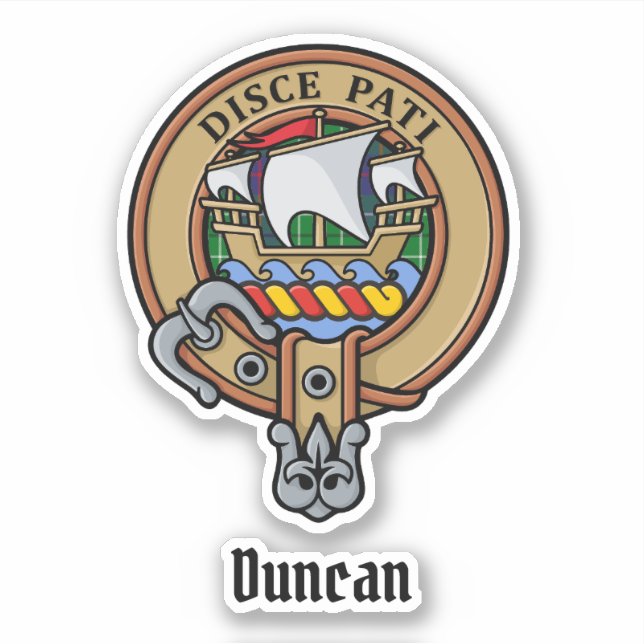 Pegatina Clan Duncan Crest over Tartan (Anverso)