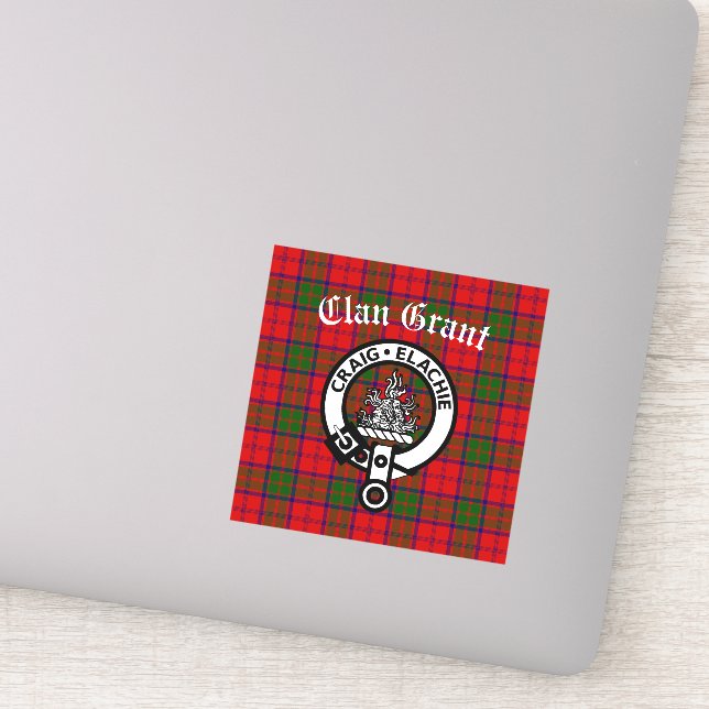 Pegatina Clan Grant Escudo Badge & Tartan (Detalle)