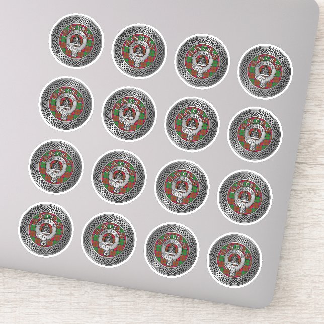 Pegatina Clan Grant Escudo y Tartan Knot (Detalle)