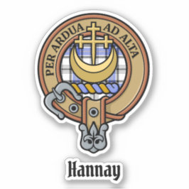 Pegatina Clan Hannay Escudo sobre Tartán