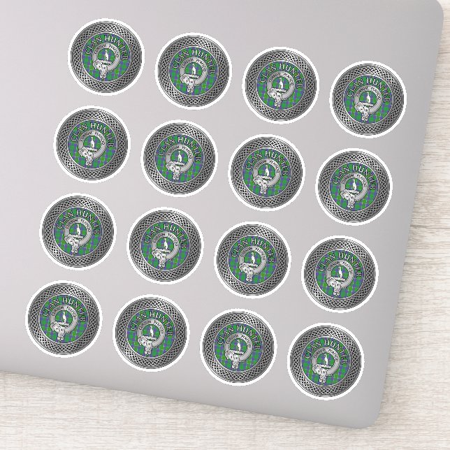 Pegatina Clan Hunter Escudo y Tartan Knot (Detalle)