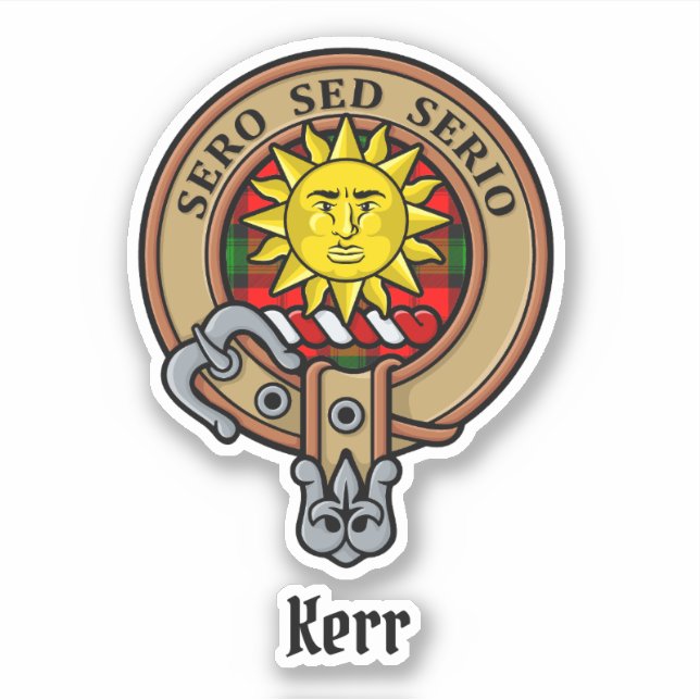 Pegatina Clan Kerr Escudo por Tartán (Anverso)