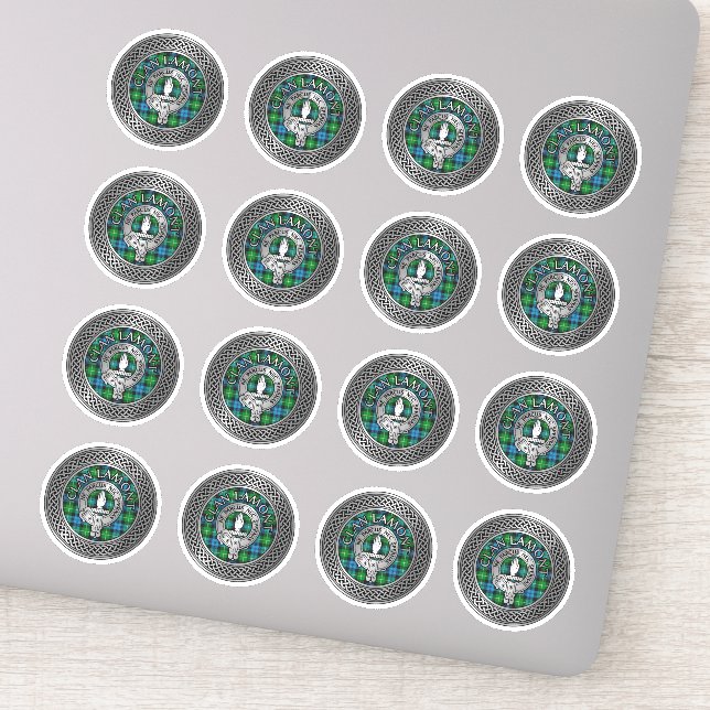 Pegatina Clan Lamont Escudo y Tartan Knot (Detalle)