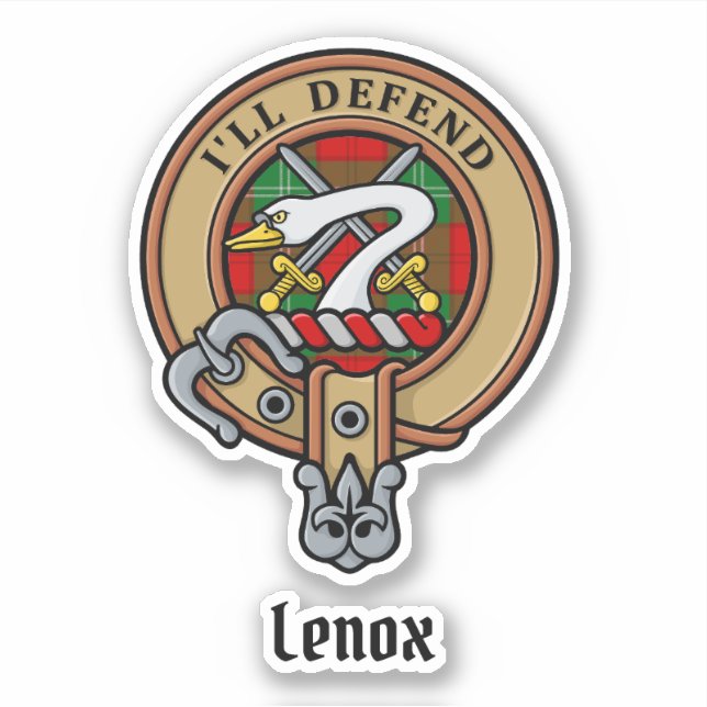 Pegatina Clan Lennox Escudo sobre Tartán (Anverso)