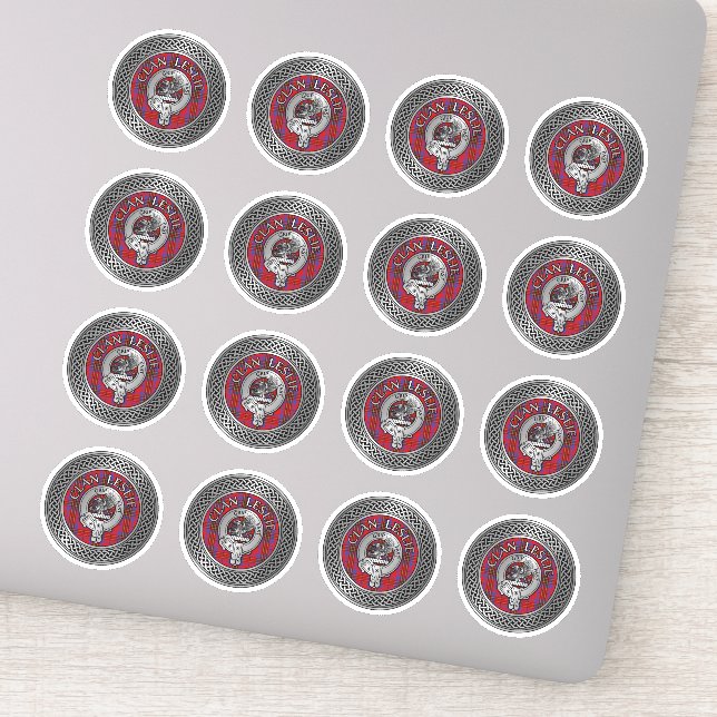 Pegatina Clan Leslie Escudo y Tartan Knot (Detalle)