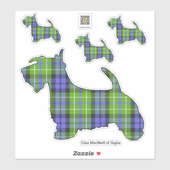 Pegatina Clan MacNeill de Gigha Scottie Sticker (Hoja)