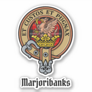 Pegatina Clan Marjoribanks Escudo sobre Tartán