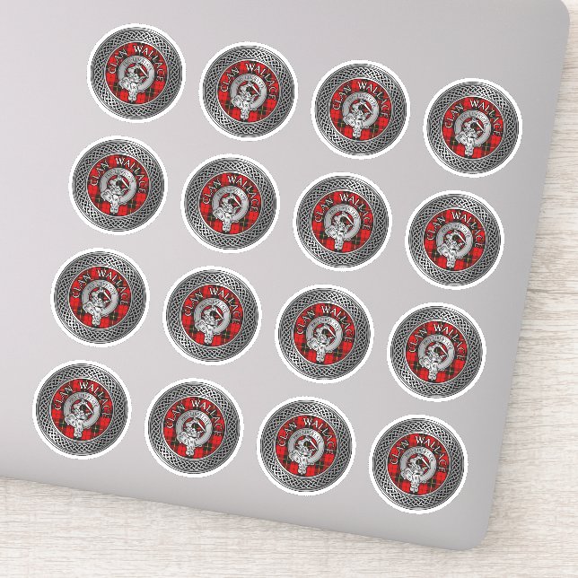 Pegatina Clan Wallace Escudo y Tartan Knot (Detalle)