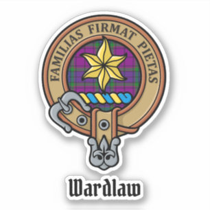 Pegatina Clan Wardlaw Escudo sobre Tartán