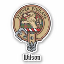 Pegatina Clan Wilson Escudo sobre Tartán Moderno