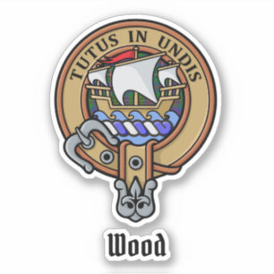 Pegatina Clan Wood Escudo sobre Tartán