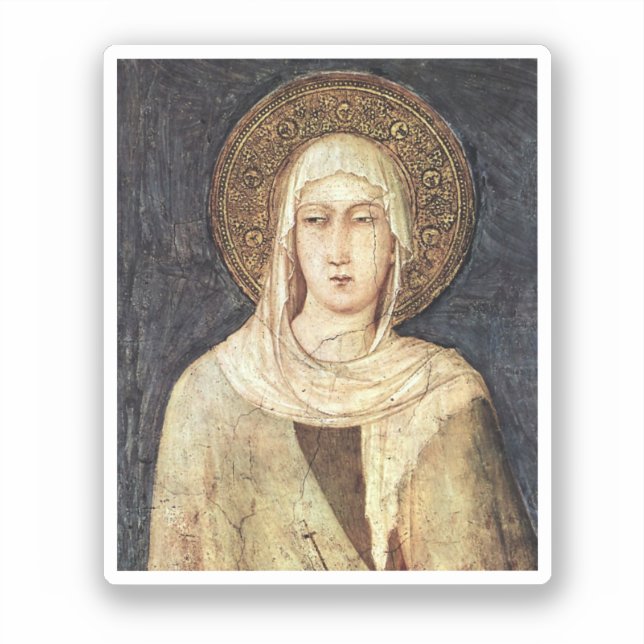 Pegatina Clare de Asís por Simone Martini (Anverso)