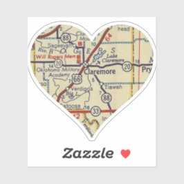 Pegatina Claremore OK Retro Map