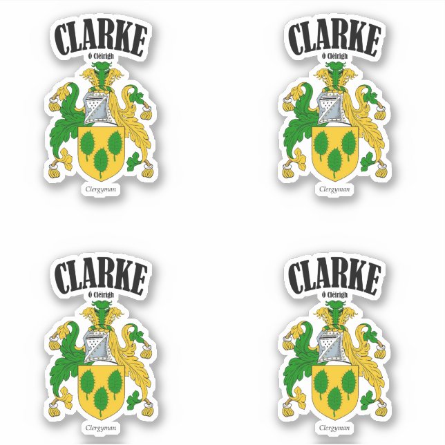Pegatina Clarke Escudo Traducción y significado irlandés (x (Anverso)