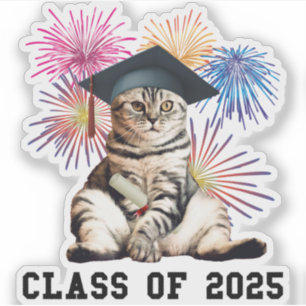 Pegatina Clase de 2025 Cat Lover