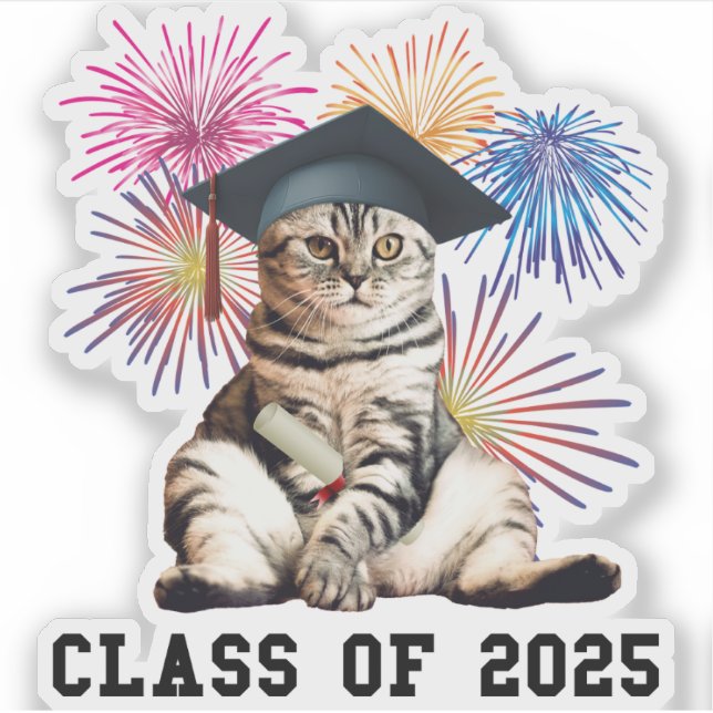 Pegatina Clase de 2025 Cat Lover (Anverso)