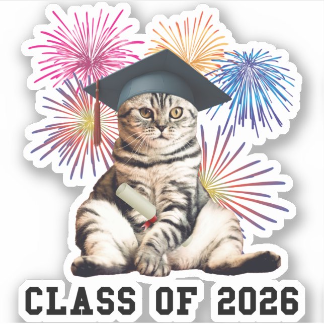 Pegatina Clase De 2026 Cat Lover (Anverso)