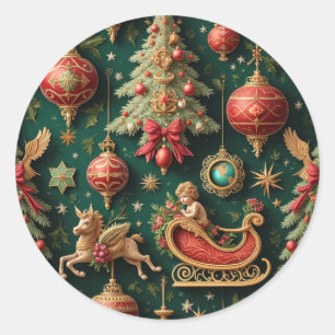 Pegatina clásica barroca de Navidad