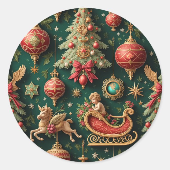 Pegatina clásica barroca de Navidad (Anverso)