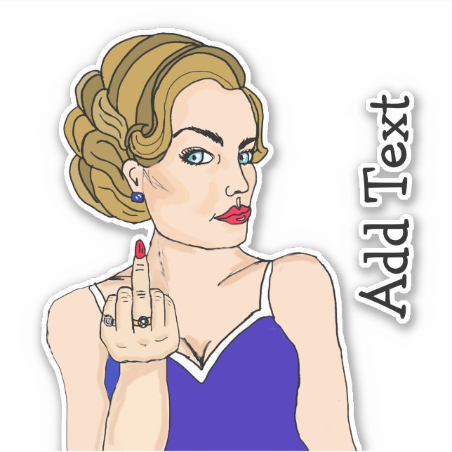 Pegatina Clásica Dama Retro Flipando el pájaro (Anverso)