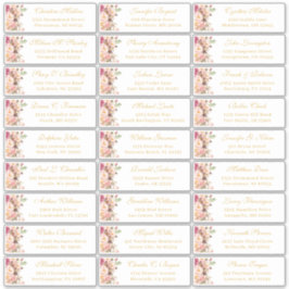 Pegatina Clásica dirección de invitado del Boda floral rosa