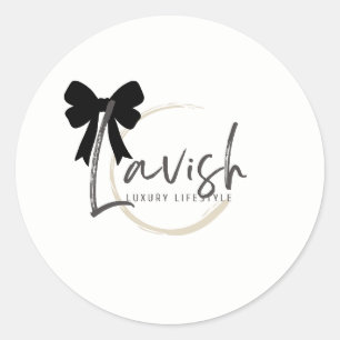 Pegatina clásica redonda con lazo de firma Lavish