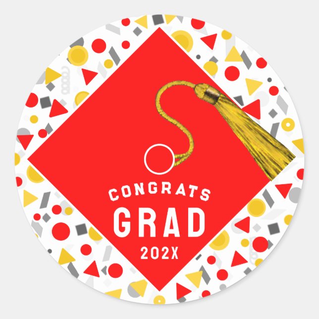 Pegatina clásica redonda de graduación 2026 (Anverso)