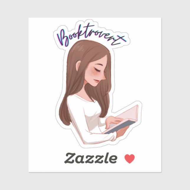 Pegatina clásico chica Booktrovert (Hoja)