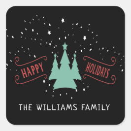 Pegatina clásico de la familia Happy Holidays