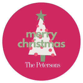 Pegatina clásico de Navidades de color rosa modern