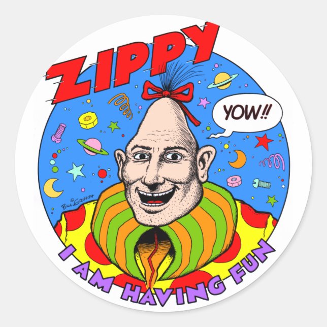 Pegatina clásico de Zippy "Yow" (Anverso)