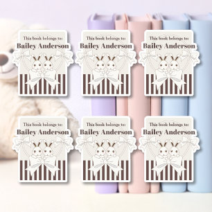 Pegatina Clásico Moderno y Cuto Bunny Bookplate