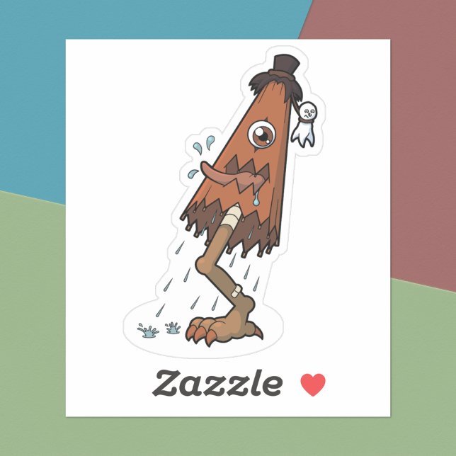 Pegatina Clásico Yokai Karakasa-obake- Folklore japonés (Karakasa-obake Yokai Sticker- Desk View)