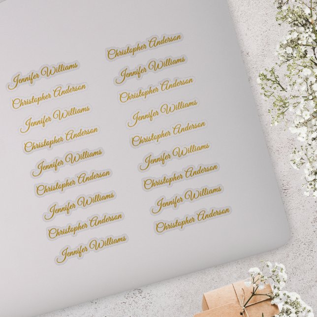Pegatina Classic Handwriting 18 Guest Names - Gold (Subido por el creador)