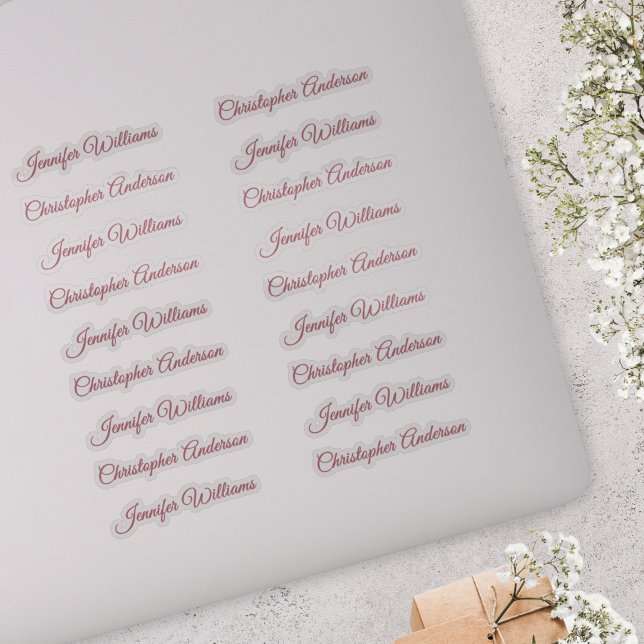 Pegatina Classic Handwriting 18 Guest Names - Rose Gold (Subido por el creador)