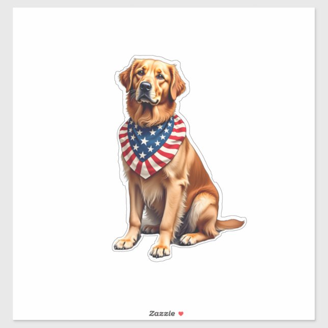 Pegatina Classic Patriotic Golden Retriever Vintage Shirt 2 (Hoja)