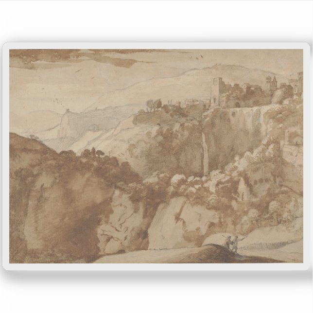 Pegatina Claude Lorrain (Claude Gellée) - Vista de Tivoli (Anverso)