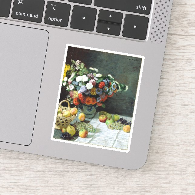 Pegatina Claude Monet sigue viviendo con flores y fruta (Detalle)