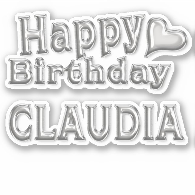 Pegatina Claudia Happy Birthday silver Aufkleber Sticker (Anverso)