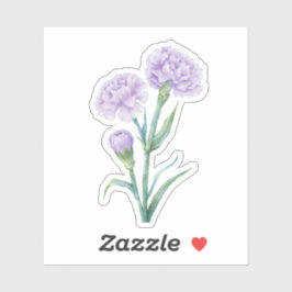 Pegatina Clavel Lavanda Acuarela Botánica CuLavanda