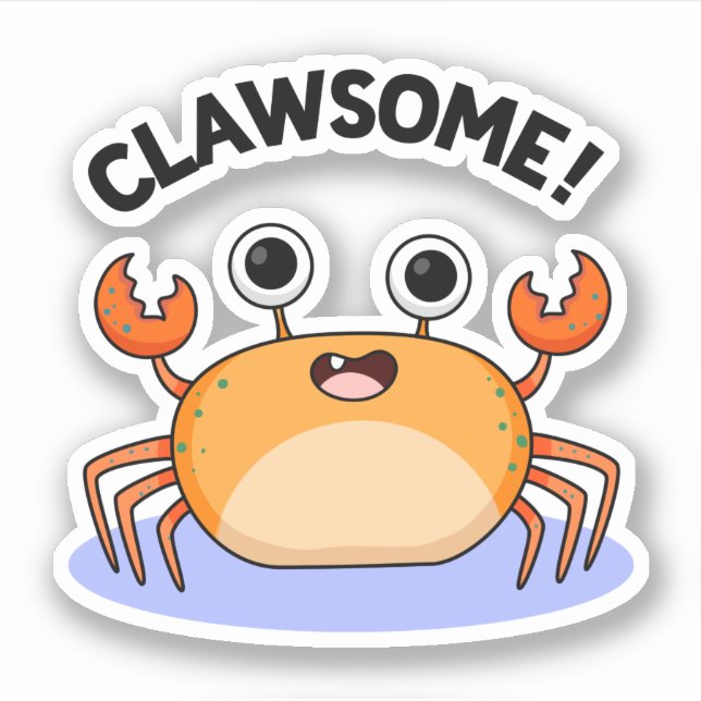 Pegatina Clawsome Funny Awesome Crab Pun (Anverso)