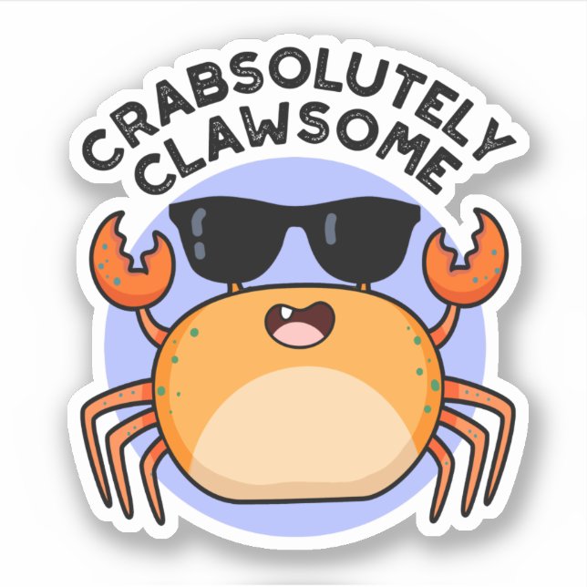 Pegatina Clawsome Funny Crab Pun (Anverso)