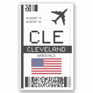 Pegatina CLE Cleveland, Pase de embarque de Ohio - Viajes a