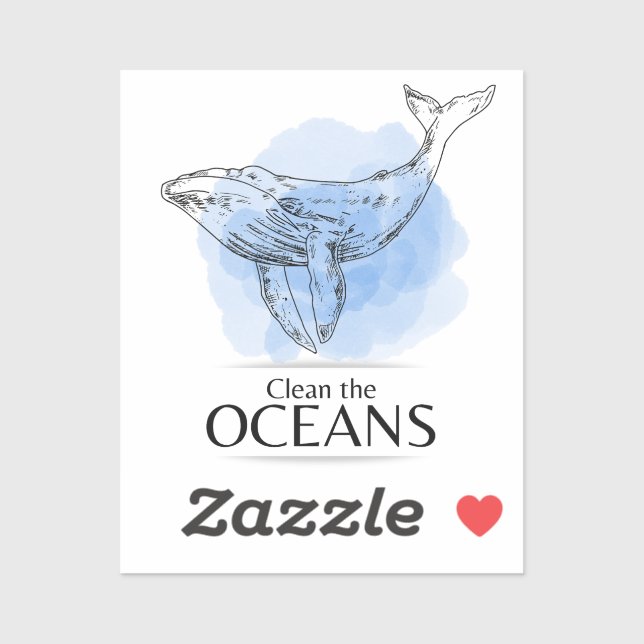 Pegatina Clean the Oceans - whale watercolour design (Hoja)