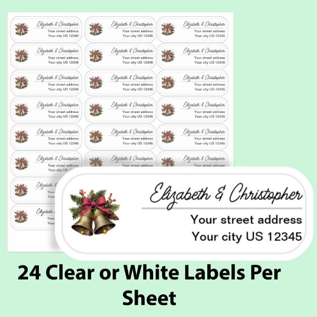 Pegatina Clear Christmas Bells Return Address Transparent  (Subido por el creador)