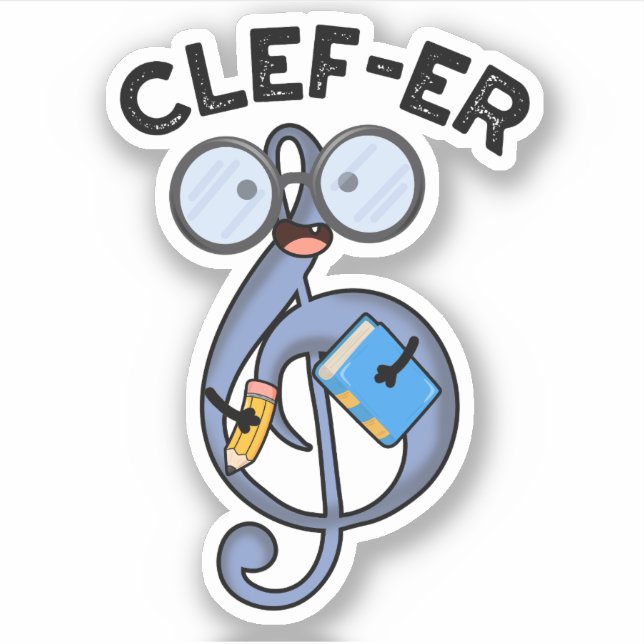 Pegatina Clef-er Funny Music Pun (Anverso)