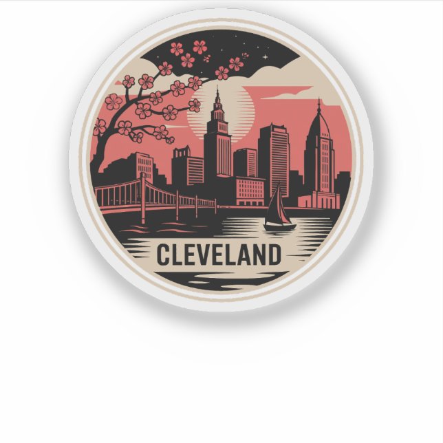 Pegatina Cleveland City Ohio USA (Anverso)