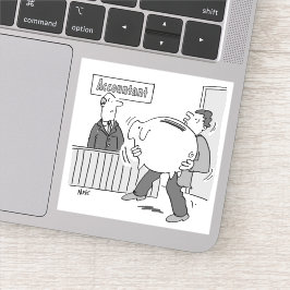 Pegatina Cliente contable con enorme banco piggy