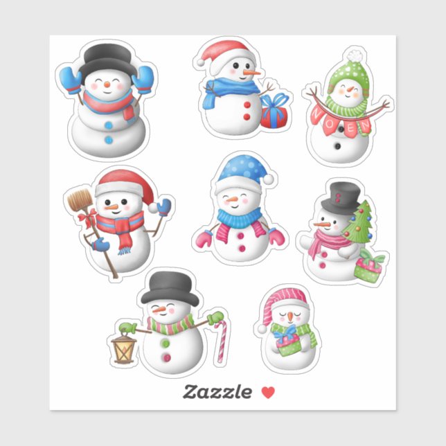 Pegatina Clipart de sublimación de Hombre de Nieve (Hoja)