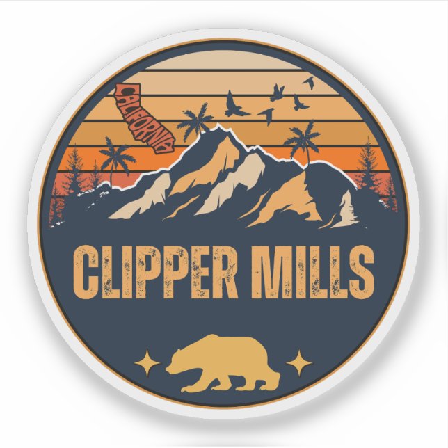 Pegatina Clipper Mills, California (Anverso)
